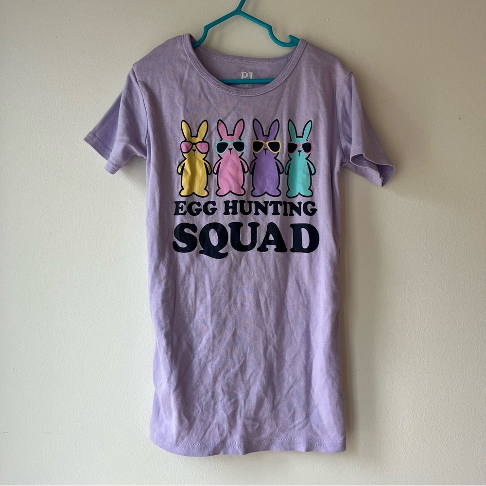 🌼 5/$20 PJ Place Girls Easter Pajama Top Peeps Graphic Tee Purple Bunny Size 14